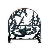 Canoe at Lake Arched Fireplace Screen