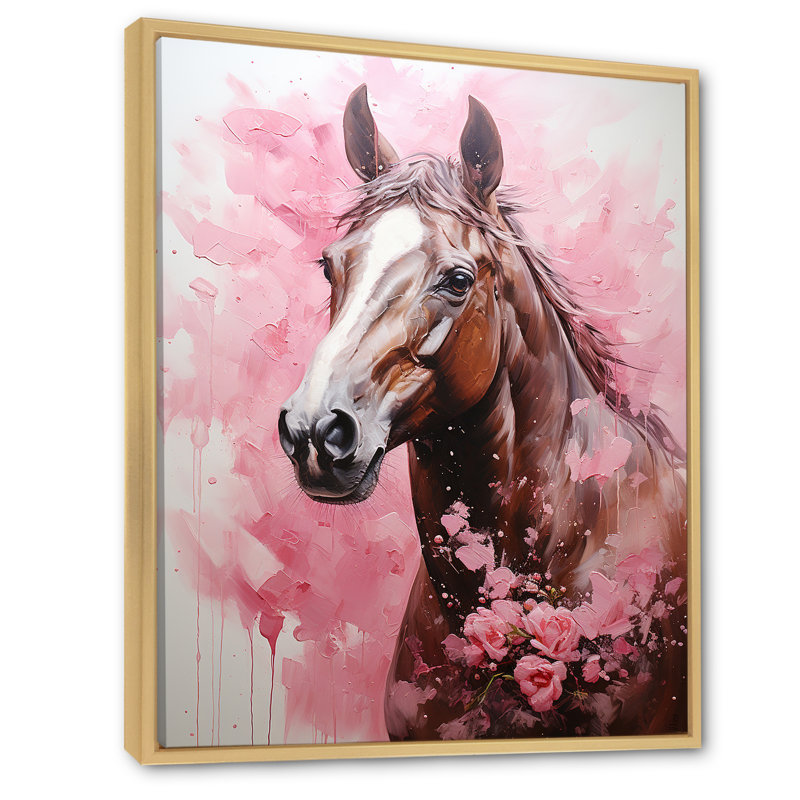«Romantic Horse Companions», reproduction sur toile, Cadre naturel flottant, H 40 po x l 30 po x P 1,5 po
