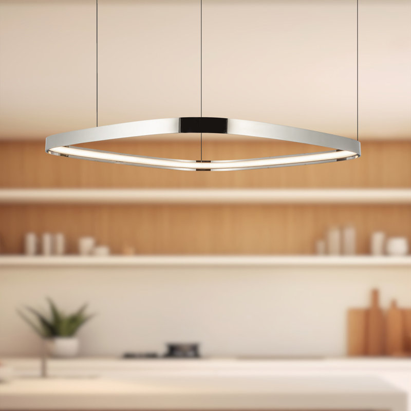 Luminaire suspendu moderne à DEL 19 po Yukon, H 1,5 po x l 31,5 po x P 31,5 po, Nickel poli