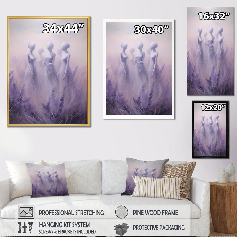 Surréalisme lavande éphémère écho sur toile, H 20 po x l 12 po x P 1 po, Toile tendue