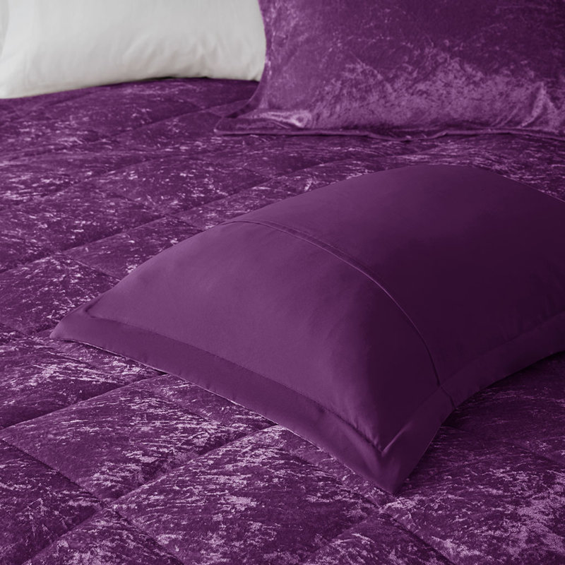 Ensembles de literie en velours luxueux, édredon en polyester mauve, chambre à coucher moderne