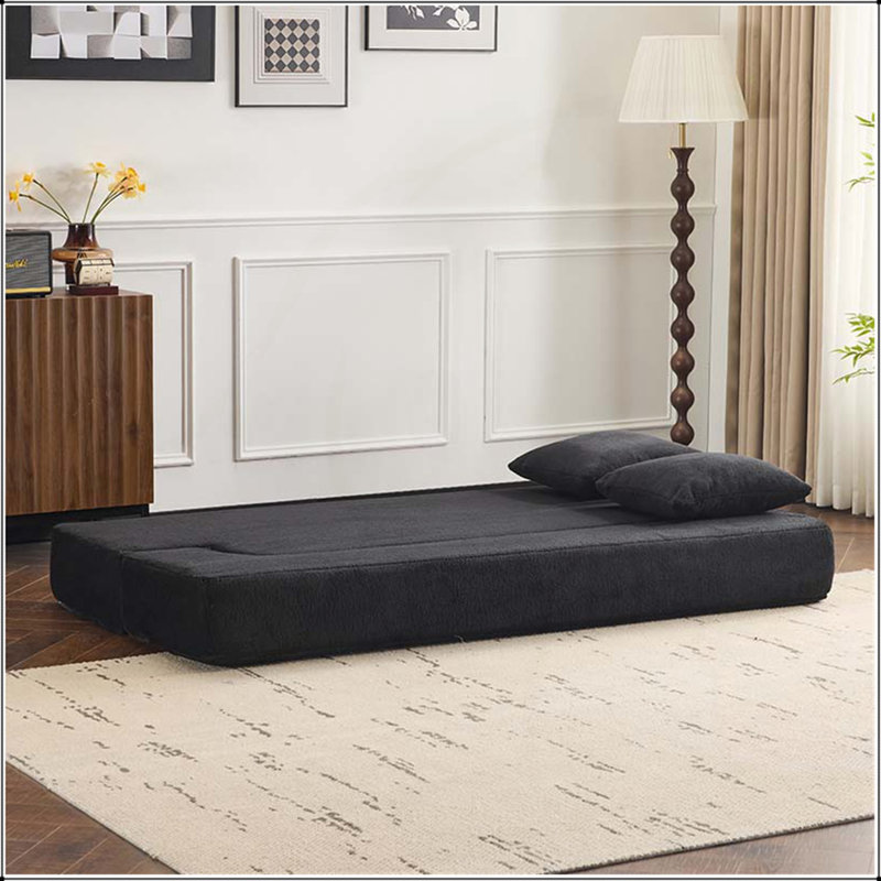 Canapé modulaire 108 po x 68 po en chenille très profond, siège et couchage pour 4 personnes, aucun assemblage requis, Noir