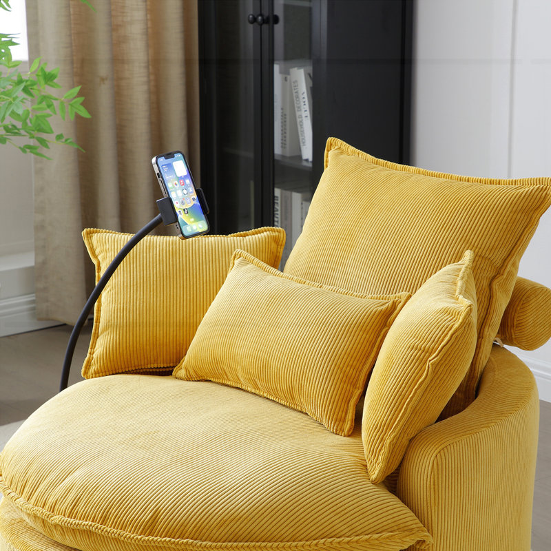 Fauteuil demi-tonneau pivotant à 360 °, Jaune