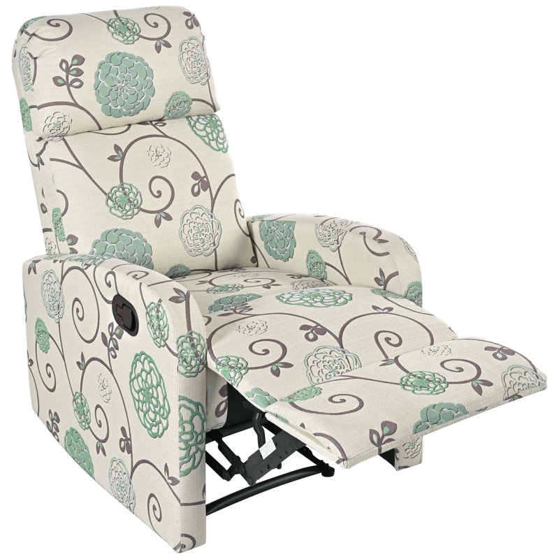 Josselyne Recliner, Beige/Blue Floral Polyester