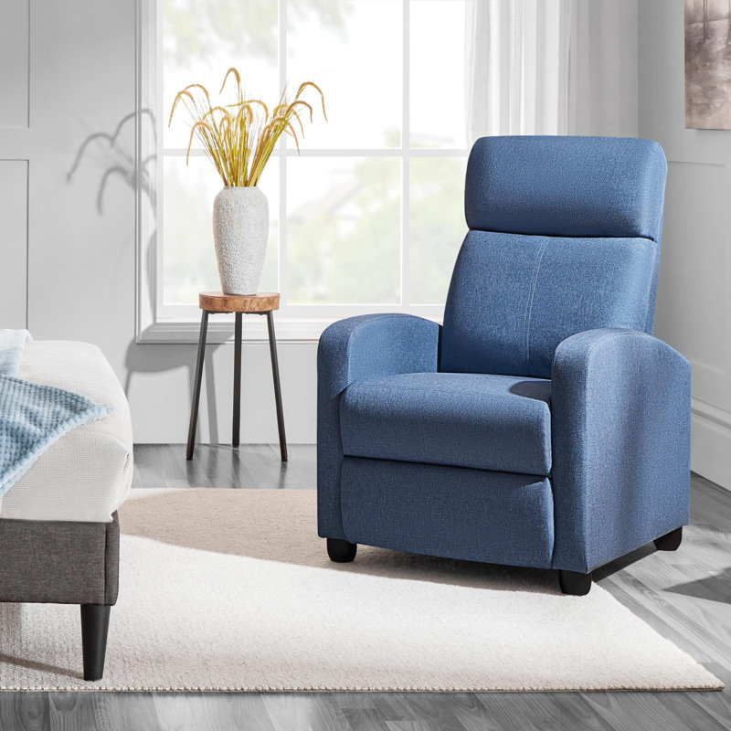 Canapé inclinable réglable moderne en tissu avec siège et dossier plus épais, Lin bleu clair
