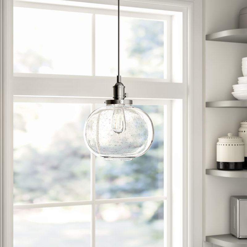 Luminaire suspendu sphère 1 lumière Antioch, Nickel brossé