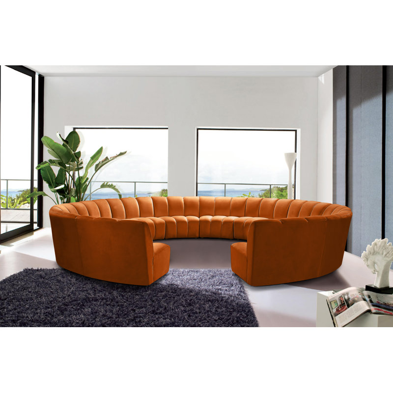 Canapé modulaire en velours Infinity, 12 pièces, Velours cognac