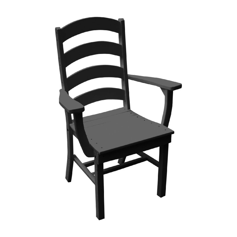  Chaise en polyuréthane avec accoudoirs Ladderback, Noir