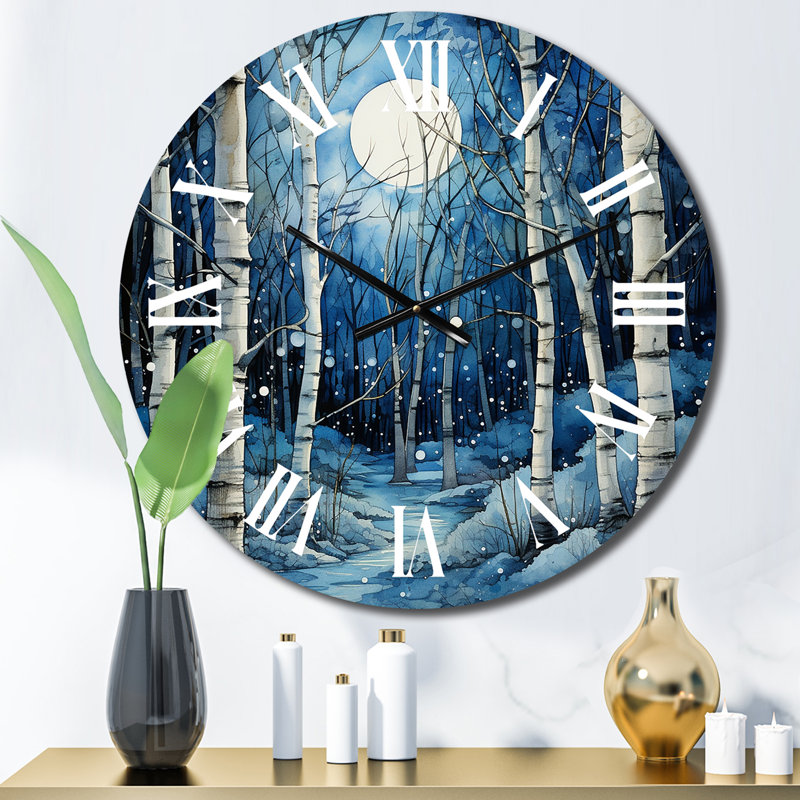 Horloge murale Birch Woods Mystic Moonlight I, Moyenne