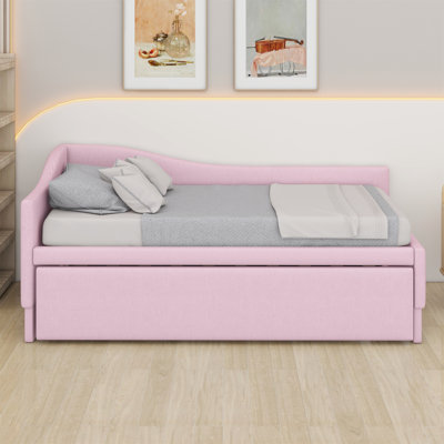 Upholstered L-Shaped Upholstered Daybed With Pop Up Trundle