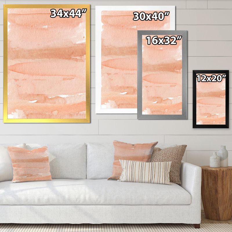 Impression abstraite rose et orange - reproduction sur toile, Cadre photo argenté, H 20 po x l 12 po x P 1 po