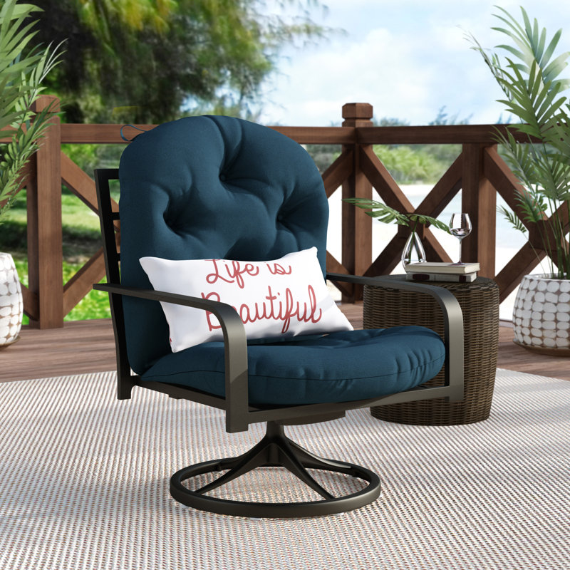 Lounge Chair Cushion, Tapestry - Checkered Scroll