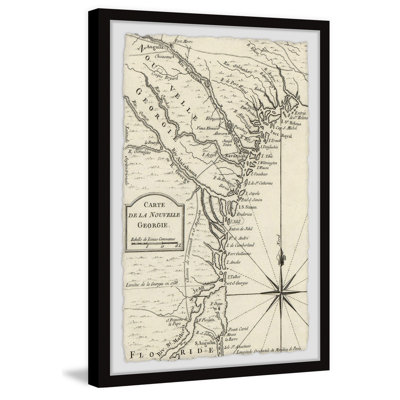 Carte de la Nouvelle-Géorgie - Reproduction d'art graphique sur papier encadré