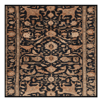 Machine Washable Persian Black Area Rug