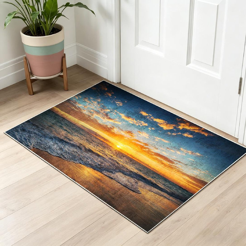 Tapis d'intérieur lavable transparent Sunrise Beach, Rectangle 32 po x 47 po