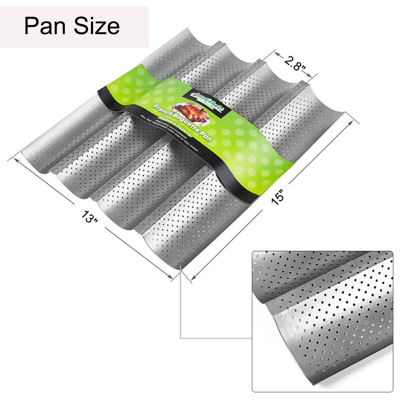 Poêle baguette antiadhésive en acier au carbone l 15 po x L 13 po Amagabeli