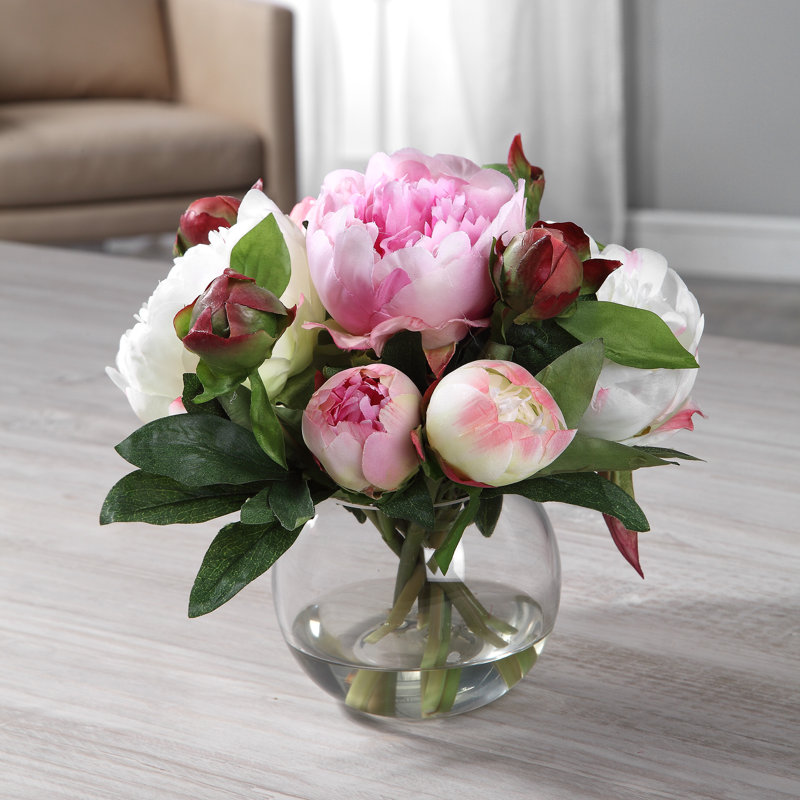 Fabric Peony Arrangement in Vase