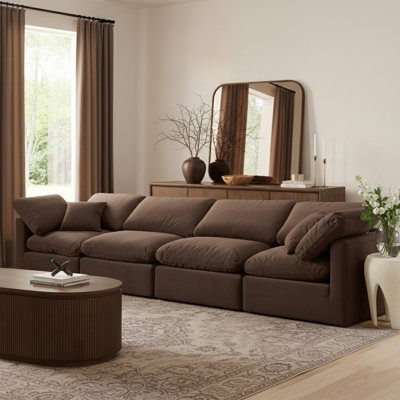 Musheerah 140'' Velvet Sofa