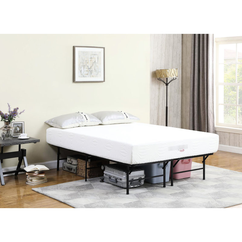 Porte-matelas pour grand lit, métal, support de lit contemporain à finition noire, acier, finition, pliable, capacité de 750 lb