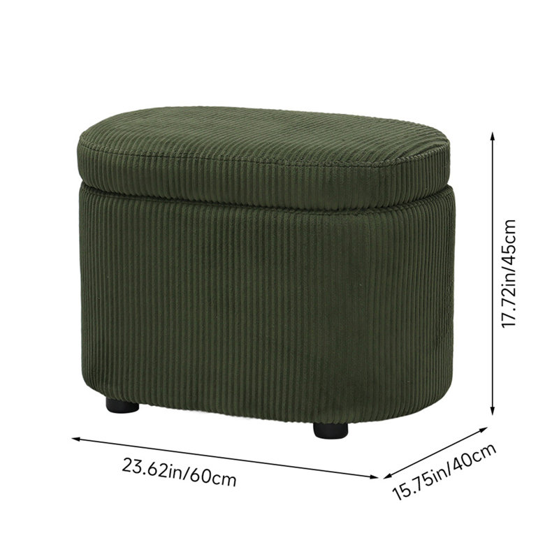 60 Wide Ottoman, Green, Corduroy
