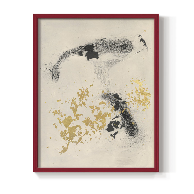 «Charcoal Remnants I», reproduction encadrée - bois massif, Cadre simple rouge, H 10 po x l 8 po