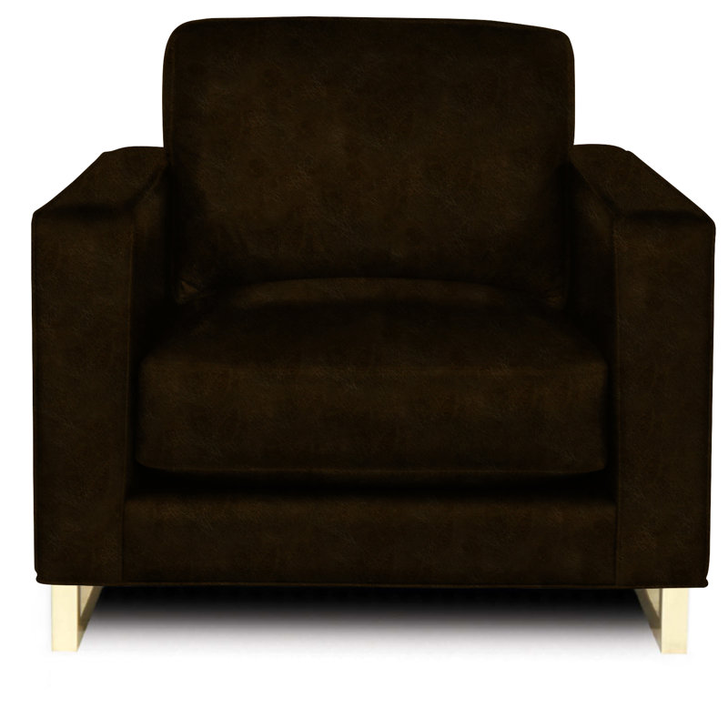 Fauteuil en cuir véritable Penelope, Truffe (cartier), Laiton satiné