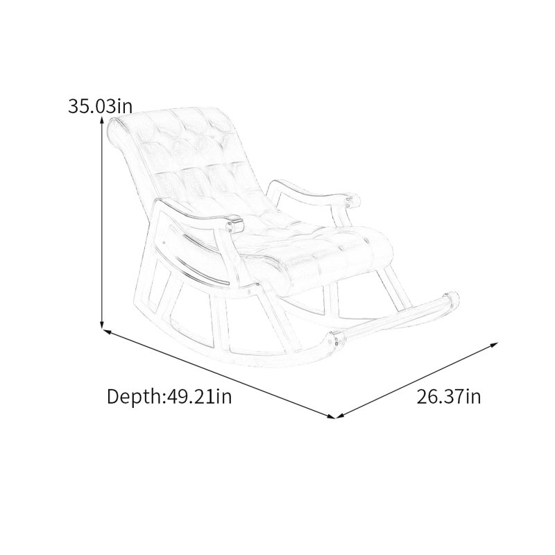 Chaise berçante élégante en similicuir avec éponge, Brun