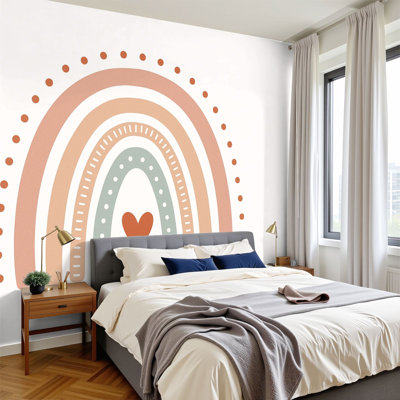 Peel and Stick Wallpaper 96" W x 69" H Modern Self Adhesive Wall Mural for Bedroom Boho Pastel Rainbow