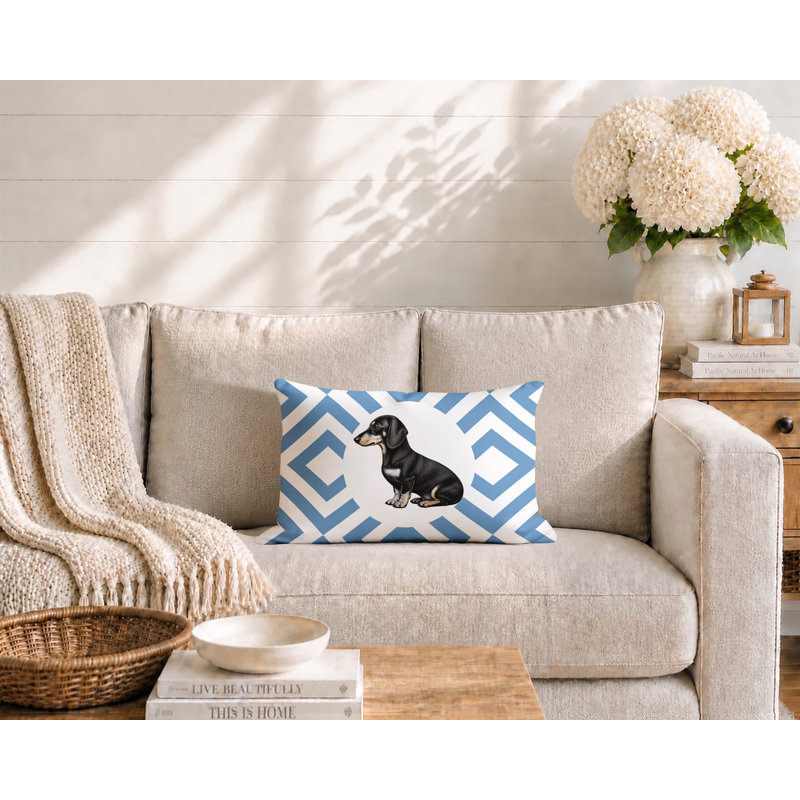 Coussin réversible intérieur / extérieur Dachshund Dog, 20 po x 14 po, Bleu