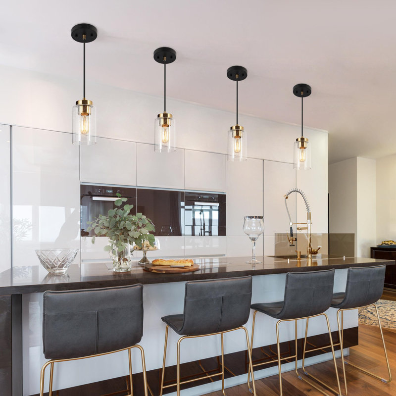 Luminaire suspendu pour îlot de cuisine à 1 lumière avec verre ensemencé 1 lumière Grisella