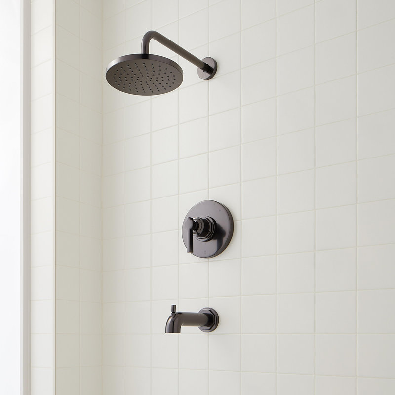 Greyfield Pressure Balanced Tub and Shower Trim Package with Shower Head and Tub Spout, Gunmetal