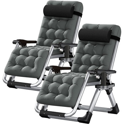 2 Pack Zero Gravity Chair,Adjustable Reclining Lounge Chair with Cushion, Headrest, Cup Holder by JTANGL