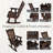 Wooden Rocking Chair with Comfortable Backrest Inclination, High Backrest and Deep Contoured Seat-975718182