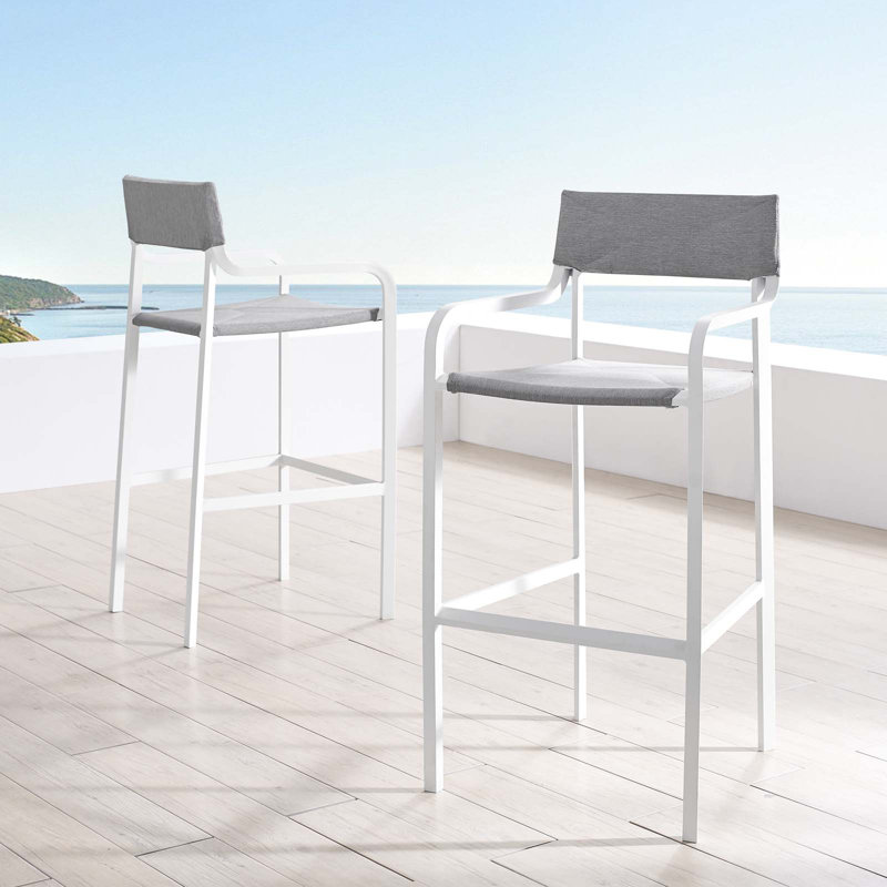 Ensemble de 2 tabourets de bar d'extérieur en aluminium Raleigh, Gris