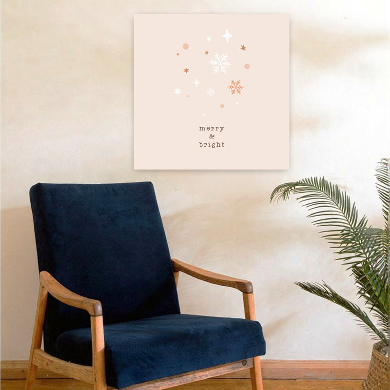 «Merry Bright Snowflakes Abstract Contemporary Winter Landscape», reproduction d'art mural, H 24 po x l 24 po