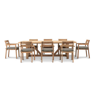 Gensingh Rectangular 8 - Person 98.5'' L Teak Outdoor Restaurant Dining Set -  Loon Peak®, 1031B0F77E2F4FCC99A2DBC3D801A069