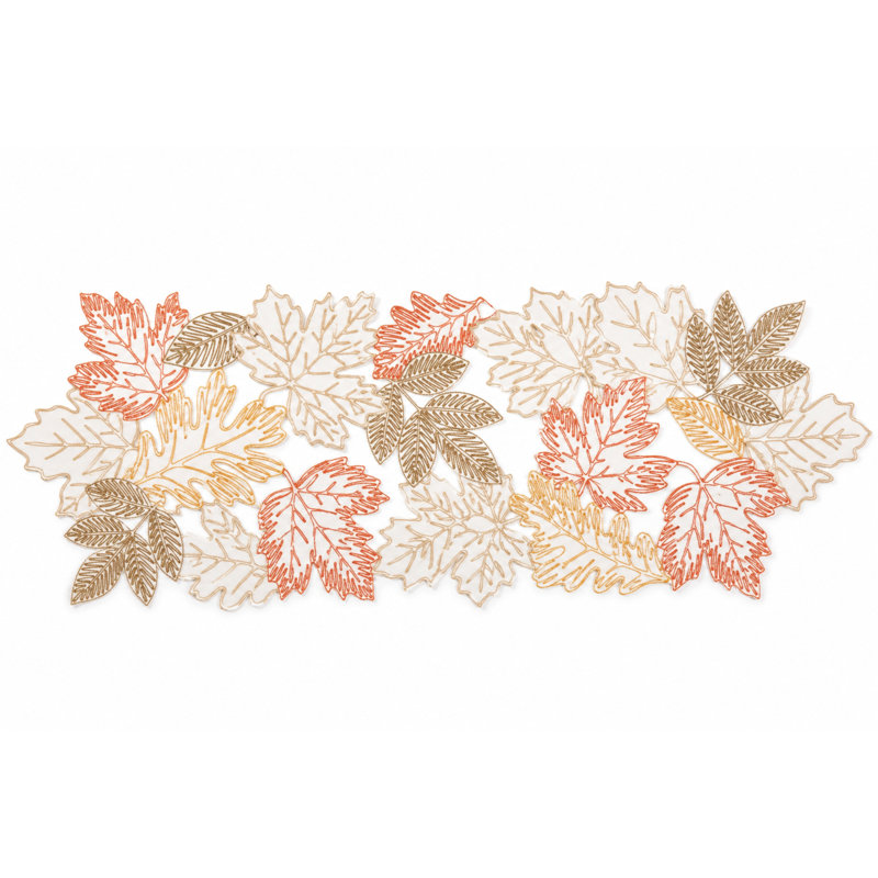 Erasmus Floral Oval Thanksgiving Table Runner, White, 90" L x 15" W