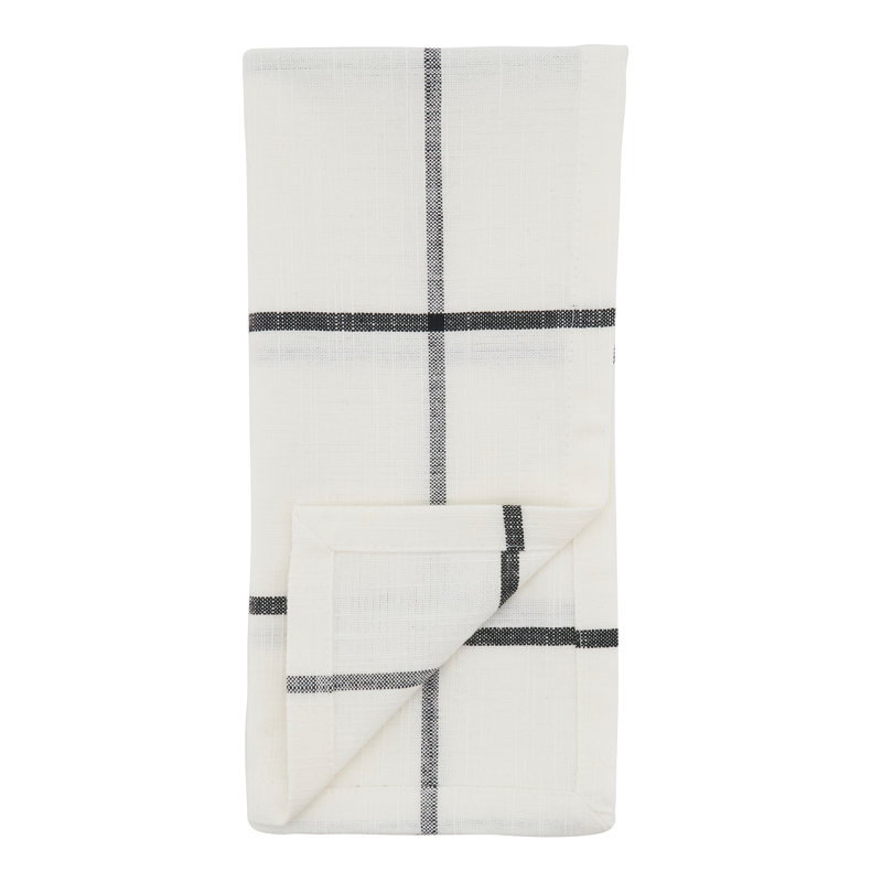 Hester Collection Cotton Plaid Square Napkin, White