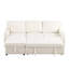 Canapé-lit modulaire en L de style victorien beige avec revêtement en chenille, fonction de rangement, chargement, 2 porte-gobelets, siège mi-ferme, accoudoirs roulés pour le salon principal, 3 espaces intégrés rectangulaires