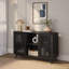 Meuble télé moderne en bois massif Mid-Century, 2 portes avec tablette centrale-739560210