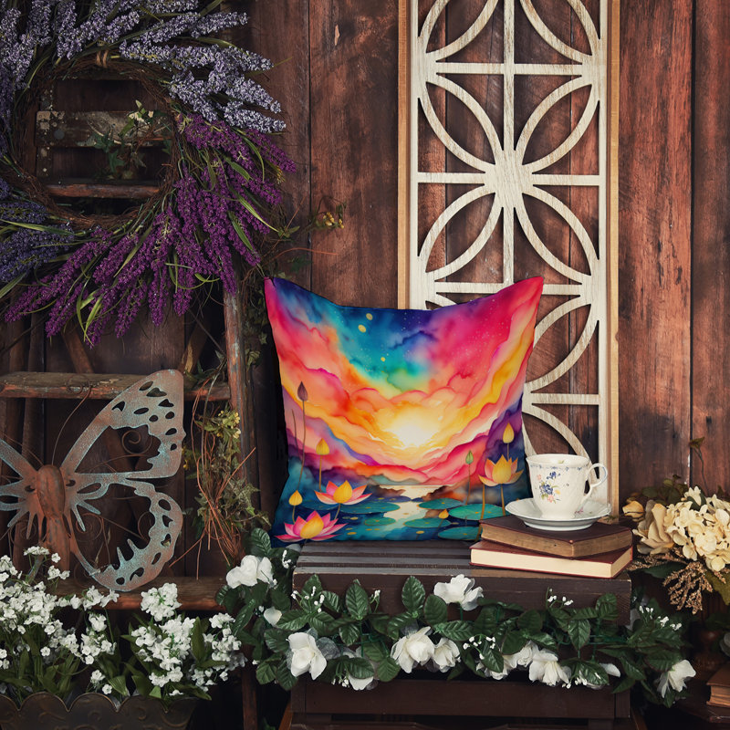 Colorful Flowers Other/No Pattern Polyester Indoor/Outdoor Throw Pillow, 14" x 14"