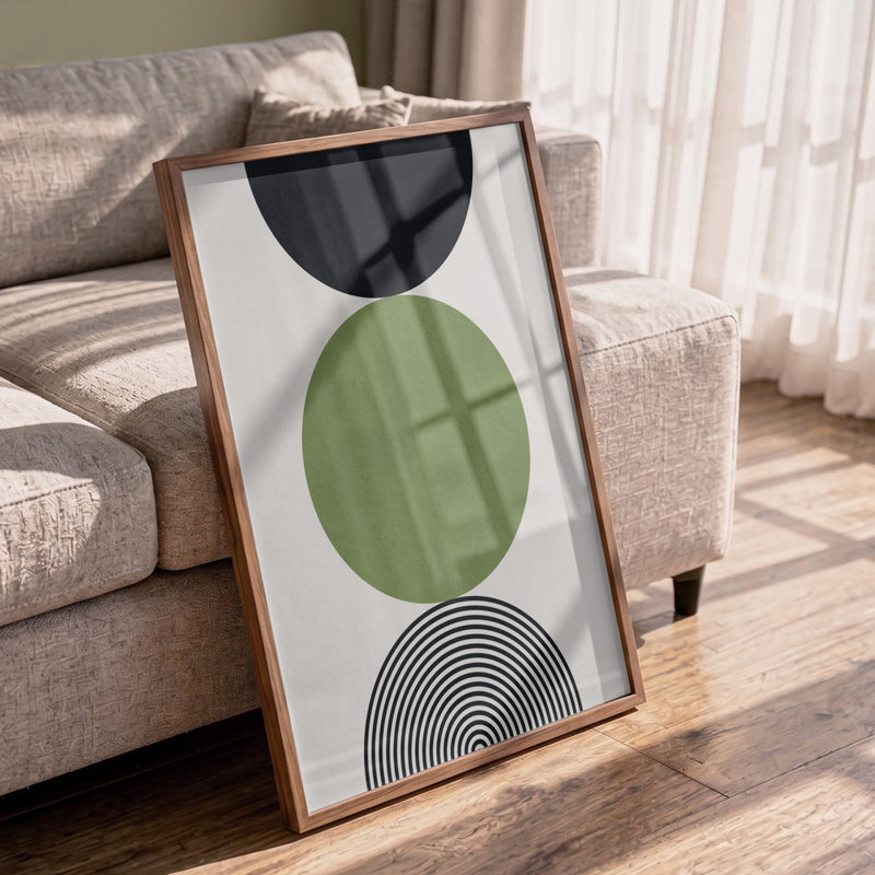 Earthy Abstract Geometry Print by Other Artist, 24 × 36, Framed Canvas, White