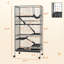 Abri 63 pouces 63 Chinchilla - avec, 6 portes, plateau amovible, fabrication en acier robuste, cage de furet gris, facile à nettoyer, roulant,