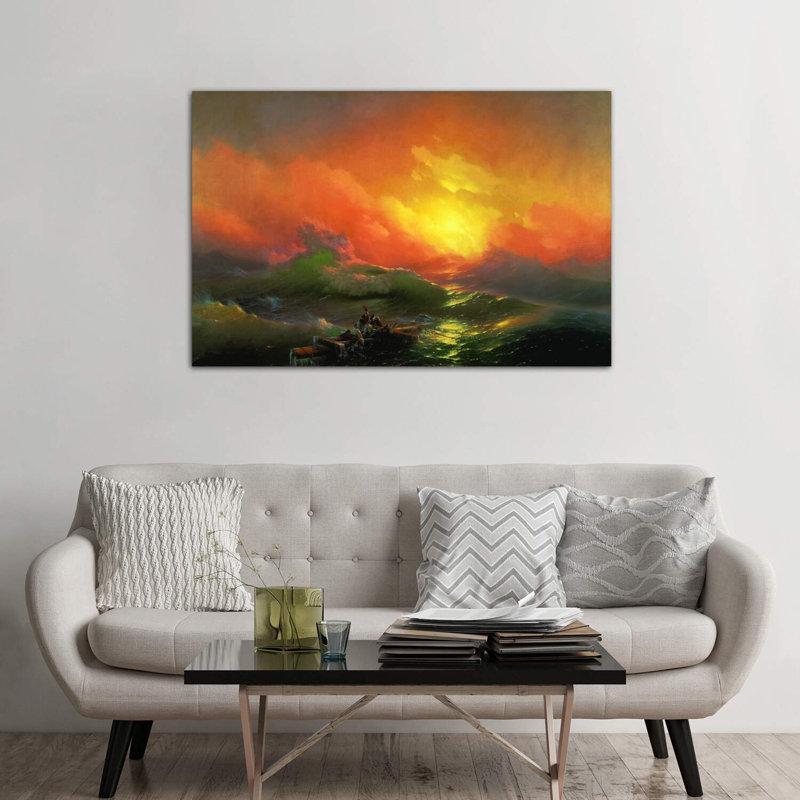 La neuvième vague par Ivan Aivazovsky - reproduction d'art, H 40 po x l 60 po x 1,5 po, Toile tendue