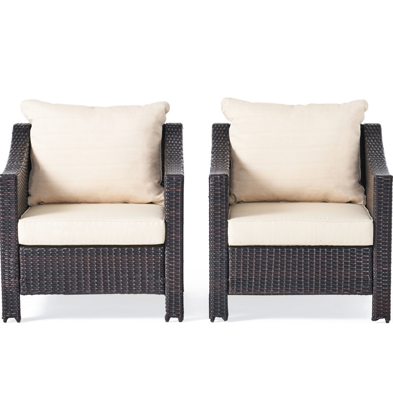 Chaise d'extérieur brun - Fauteuil avec coussin de siège pour l'eau - Coussin