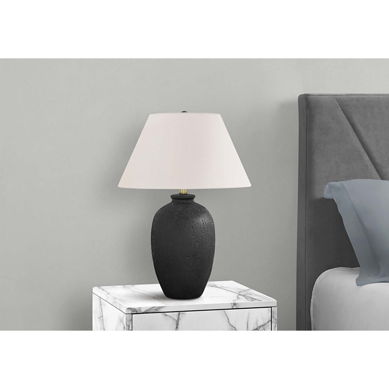 Lighting, 24"H, Table Lamp, Black Ceramic, Ivory / Cream Shade, Modern