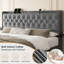 Lit plateforme tapissier Coba avec tiroirs de rangement et station de charge-1289601807-1289601792