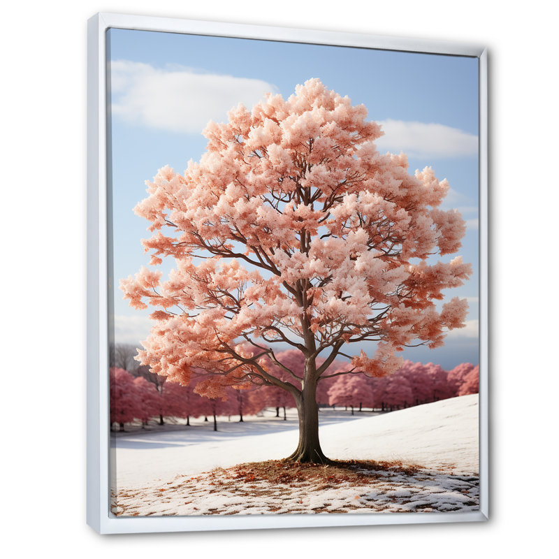 «Soft Neutral Tones Maple Tree II», reproduction sur toile, Cadre flottant blanc, H 32 po x l 24 po x P 1 po