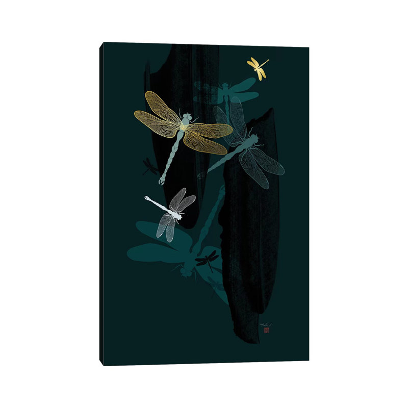 Midnight Dragonflies by Thoth Adan - Wrapped Canvas Print, 30.48cm H x 20.32cm W x 1.9cm D
