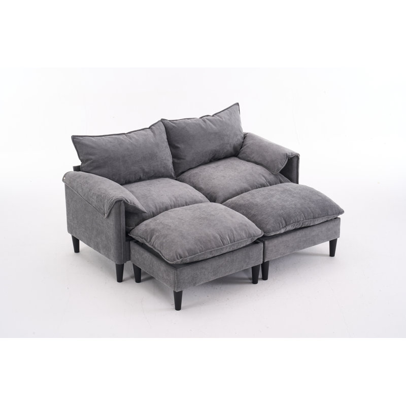 Canapé convertible avec repose-pieds et rangement Jabari, Gris foncé